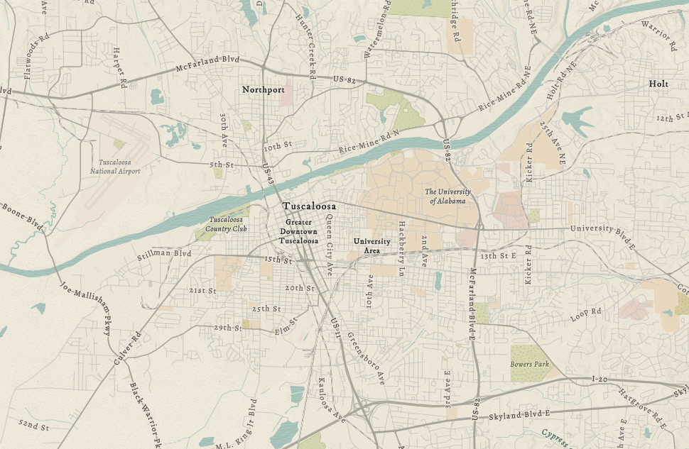 tuscaloosa roads map